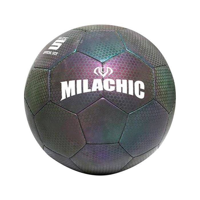 Ballon De Foot Holographique Lumineux Taille 5 – Réfléchissant & Phosphorescent, Idéal Jeux De Nuit, Avec Pompe Et Sac