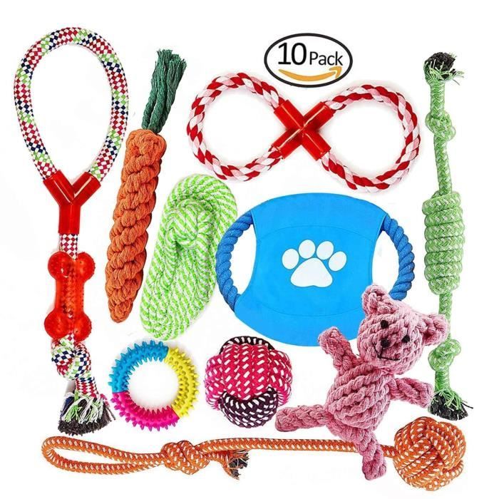 Comparer les prix de ChangM Ensemble Lot de 10 de jouets pour chien, durables mâcher corde jouet solitude petits et moyens chiens santé