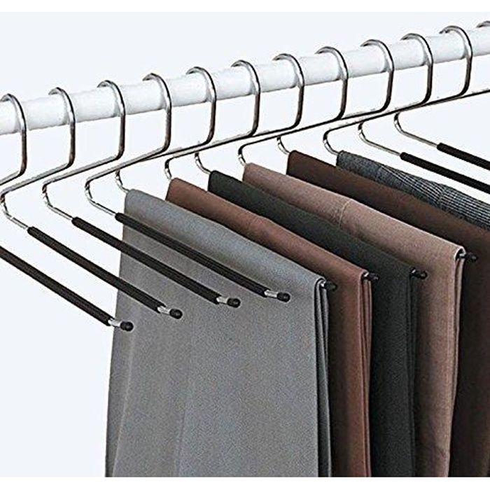 Lot De 12 Cintres Pantalons Pli Intelligent Anti Glisse Choix Et Rangement Facile Cdiscount Maison