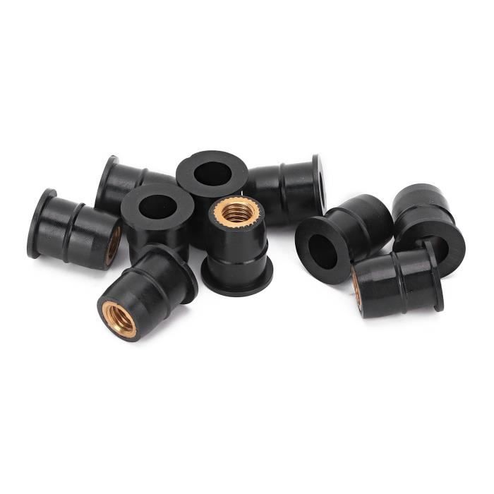 20pcs M6 Convexe Noir Caoutchouc Pare-Brise Vis Ecrou Pour Moto