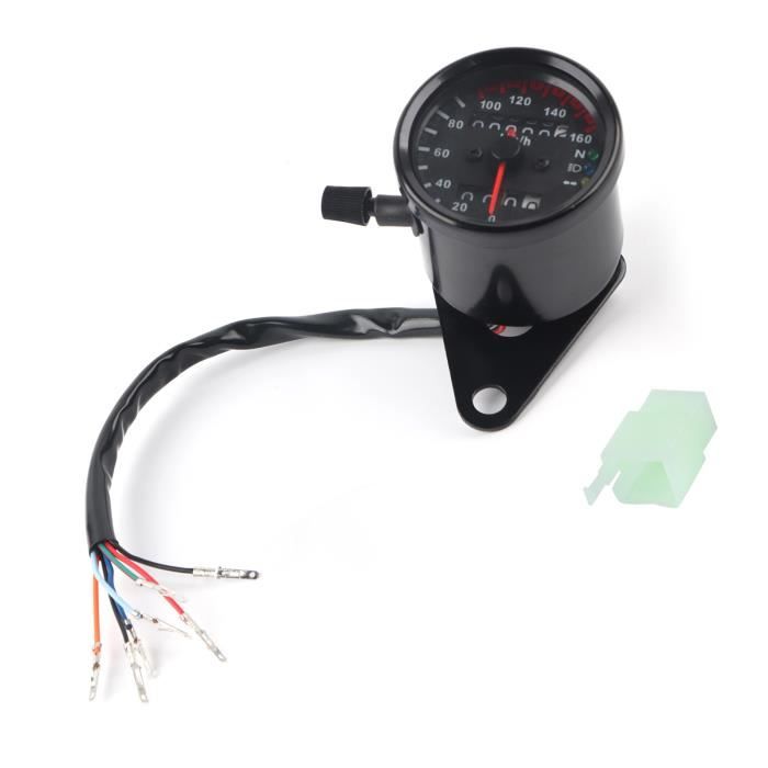 Compteur de vitesse rond à aiguille (140 km/h) universel chromé