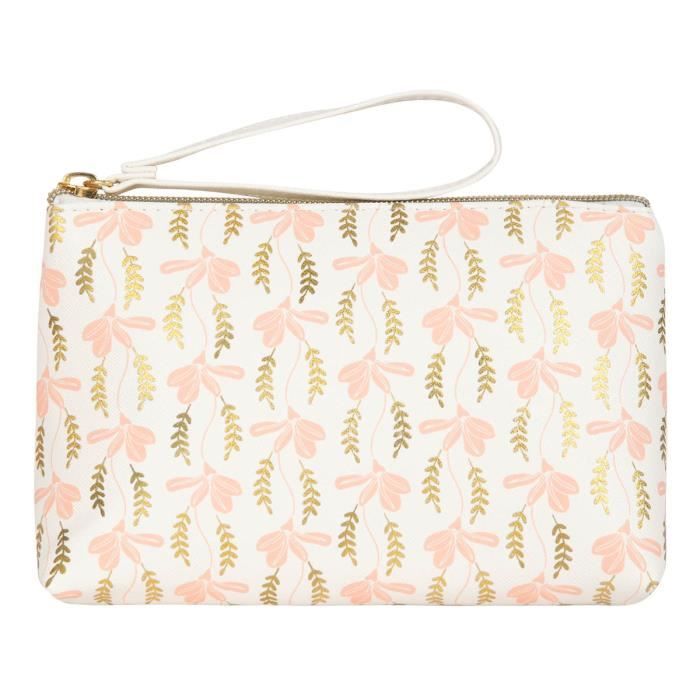 Grande Pochette Feuilles Roses - Draeger Paris - Cdiscount Bagagerie - Maroquinerie