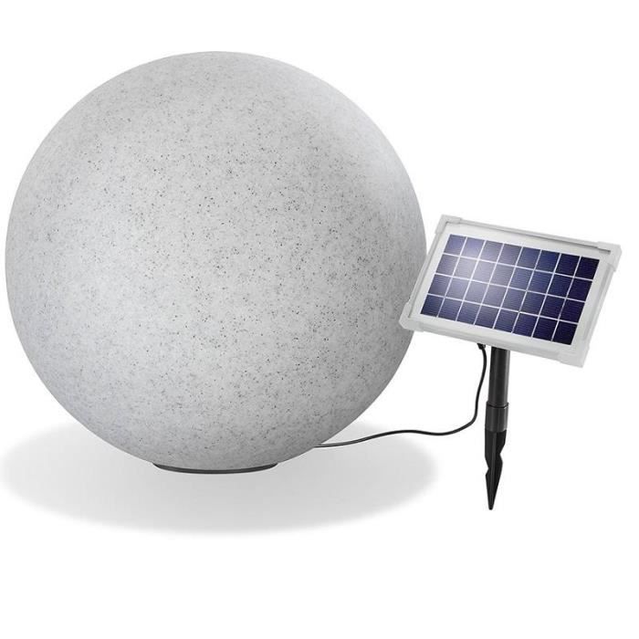 lampe boule solaire couleur changeante ou fixe stone 40 cm