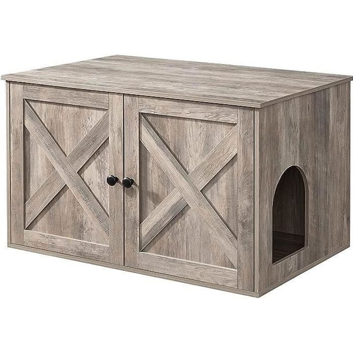 Comparer les prix de Maison de Toilette Chat - Meuble Litière Chat - avec Séparateur Amovible - Table - Grège