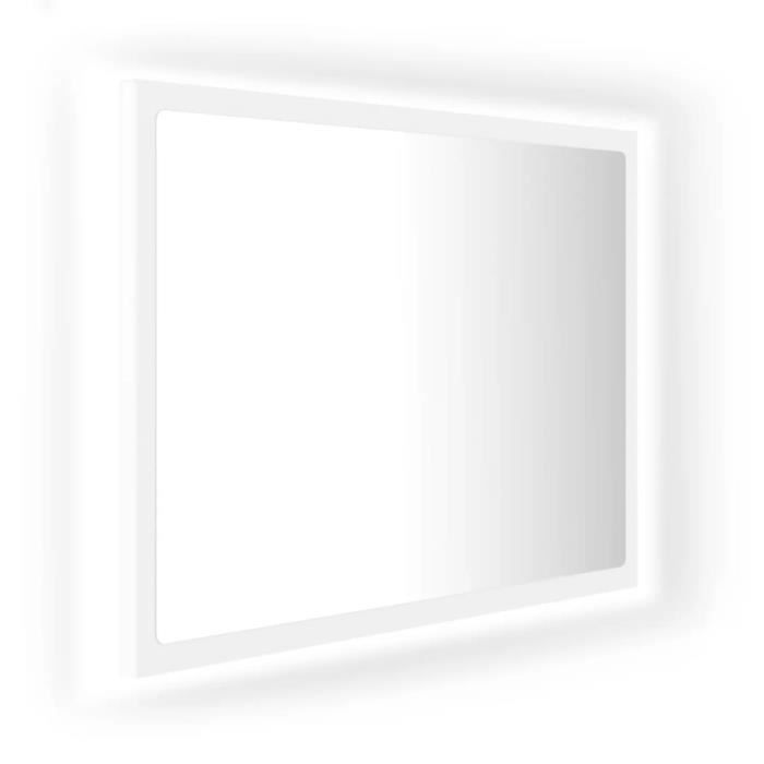 Miroir LED Salle De Bain Blanc Brillant 90x8,5x37 Cm - Lumière RVB Variable - Style Minimaliste - Aggloméré Et Acrylique