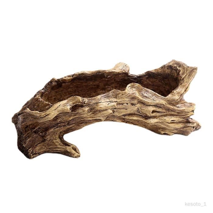 Jardinière Artificielle En Résine Style Bois Flotté - 37x13x11 Cm, Trou De Drainage, Décoration Vintage