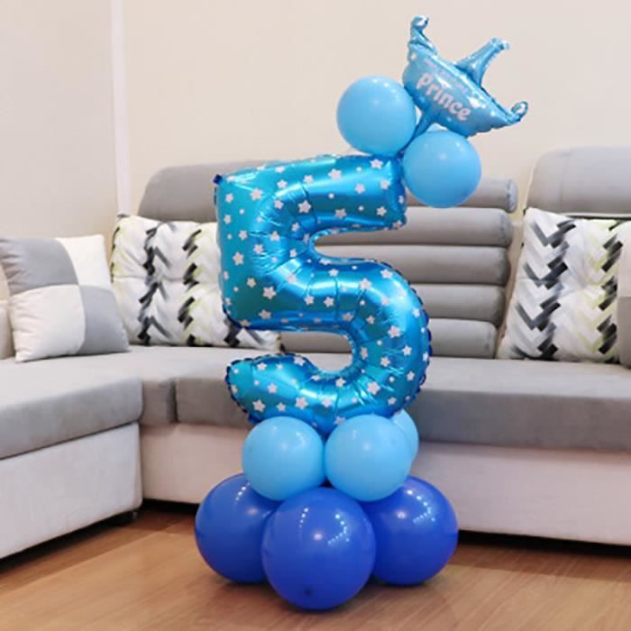5 Ans enfant garçon fille fête d'anniversaire décor Ballon de papier  d'aluminium de 32 pouces - Cdiscount Maison