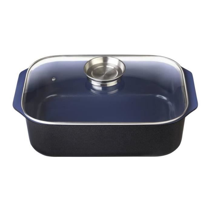 Rôtissoire Pintinox Chalet Ø28cm - Aluminum Moulé Revêtement Pierre Antiadhésif Avec Couvercle Verre | Pour Induction
