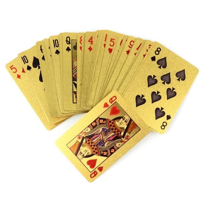 Poker Jeu de cartes 24K Gold Foil Plaqué - Cdiscount Jeux - Jouets