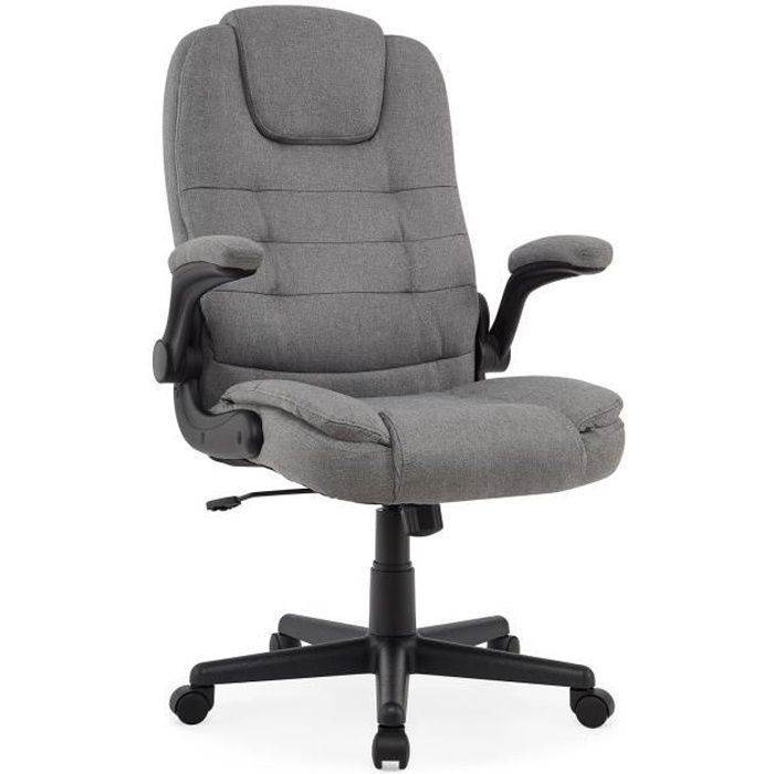 Chaise Fauteuil de Bureau En Tissu Hauteur Réglable Siège Ergonomique
