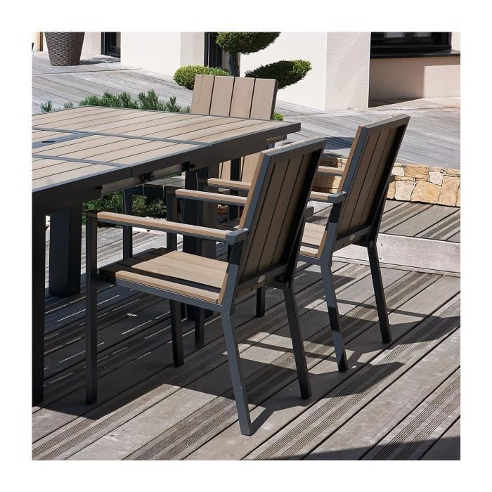 Salon De Jardin Table Rallonge Papillon 6 Fauteuils Aluminium