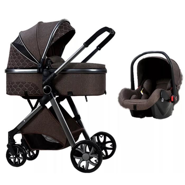 POUSSETTE 3 EN 1 Bébé Combinée Siège-Auto Nacelle Trio Réversible .GRIS  FONCE EUR 229,00 - PicClick FR