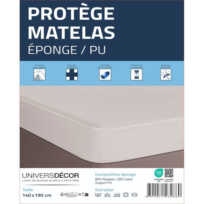 Douceur dInt/érieur Prot/ège Matelas Eponge Peva 140 x 190 cm