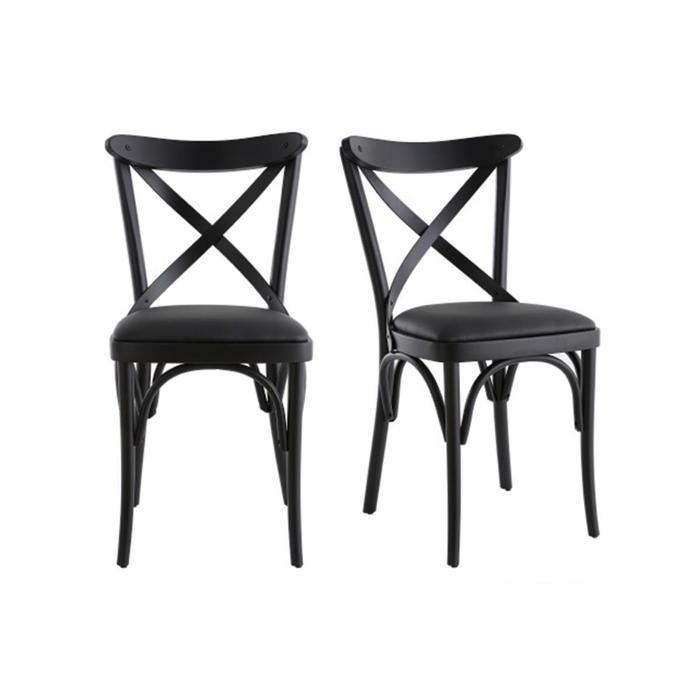 miliboo - chaises bistrot en bois noir (lot de 2) marcel