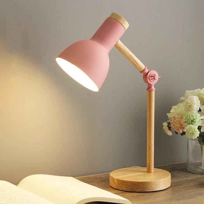 sans ampoule Lampe de chevet industrielle lampe de bureau structure en métal or rose avec base en bois Or rose 