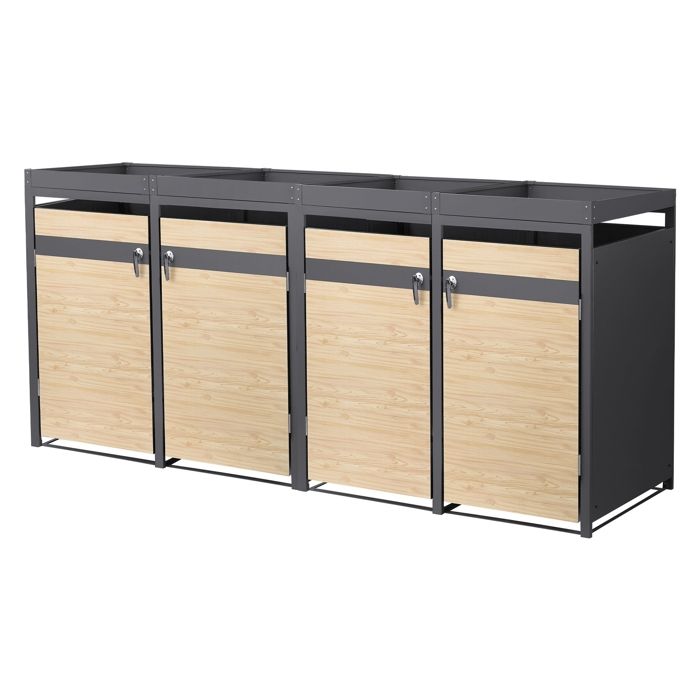 Box Poubelles ML-Design Pour 2x240L - Acier Corten Aspect Rouille, Verrouillable, Avec Porte Et Couvercle