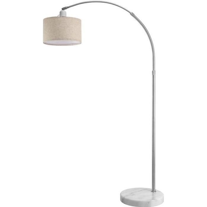 Lampe à arc Lin socle en marbre abat-jour réglable 150-175 cm interrupteur pied E27 salon lampe à arc lampe sur pied