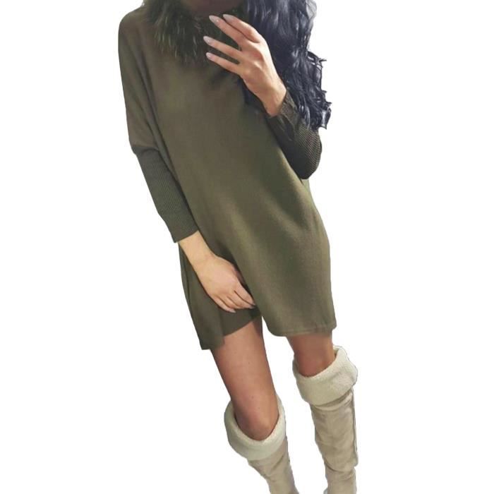 robe pull avec manche fourrure
