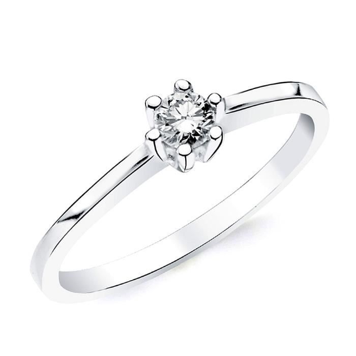 Bague Solitaire Or Blanc 18 0 150ct 1 Diamant Brillant Ab2825