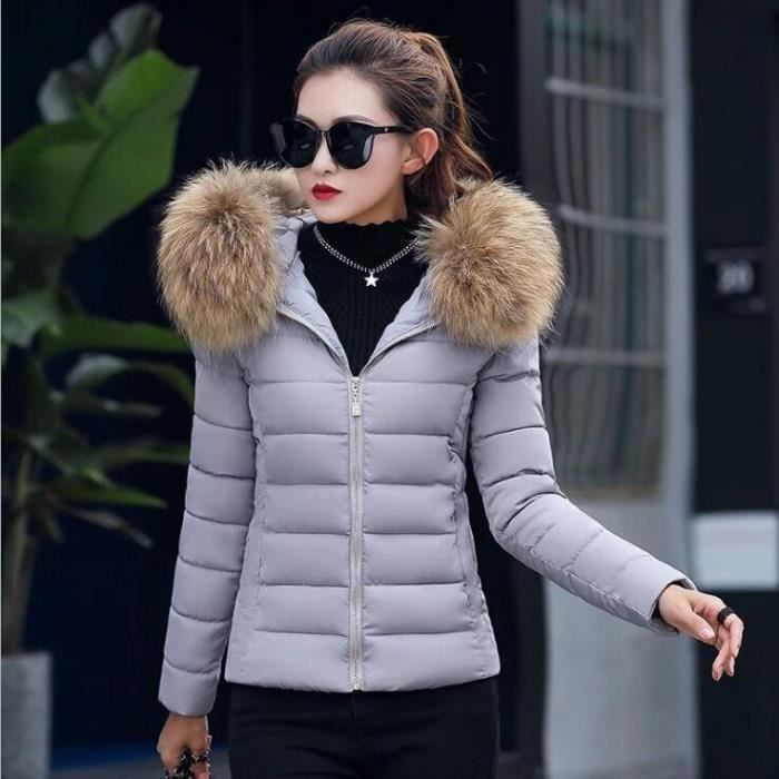 Veste fourrure hot sale femme grise