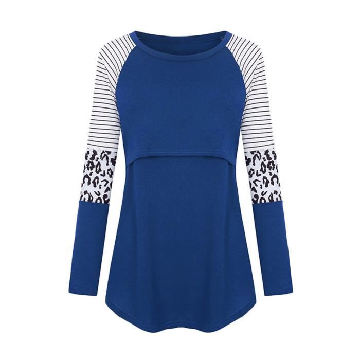 Chemise De Nuit Allaitement Bresdk Femme - Manches Longues Boutonnée Grossesse