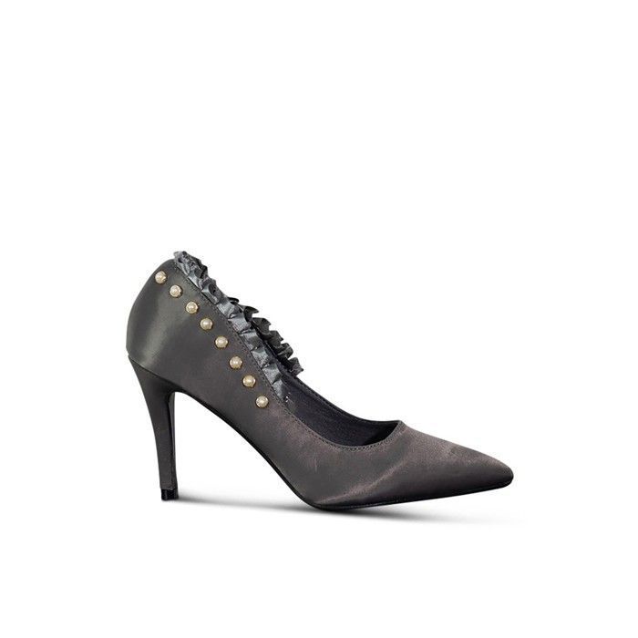 Escarpins Femme Gris Talon Aiguille 10cm Satin Marque