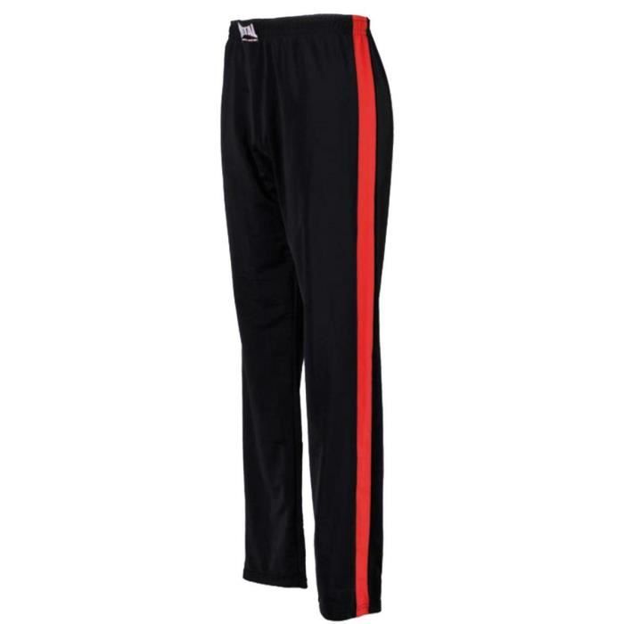 pantalon de fitness metal boxe bf - noir/rouge - manches longues - 170 cm