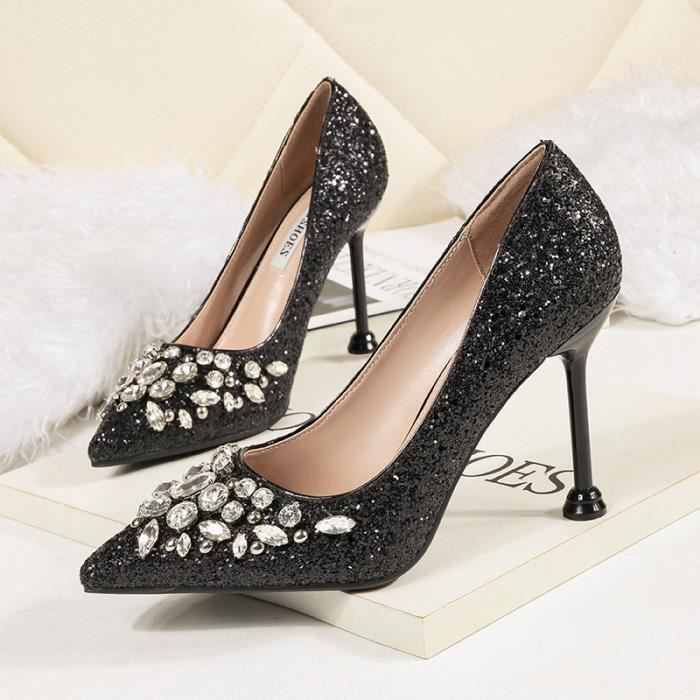Escarpins Argentes Sexy Pointu a Bride Mariage Chaussure a Petits