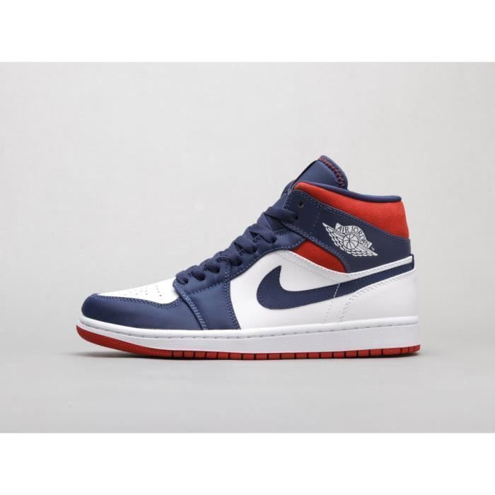 Jordan 1 blanche bleu et rouge 2025