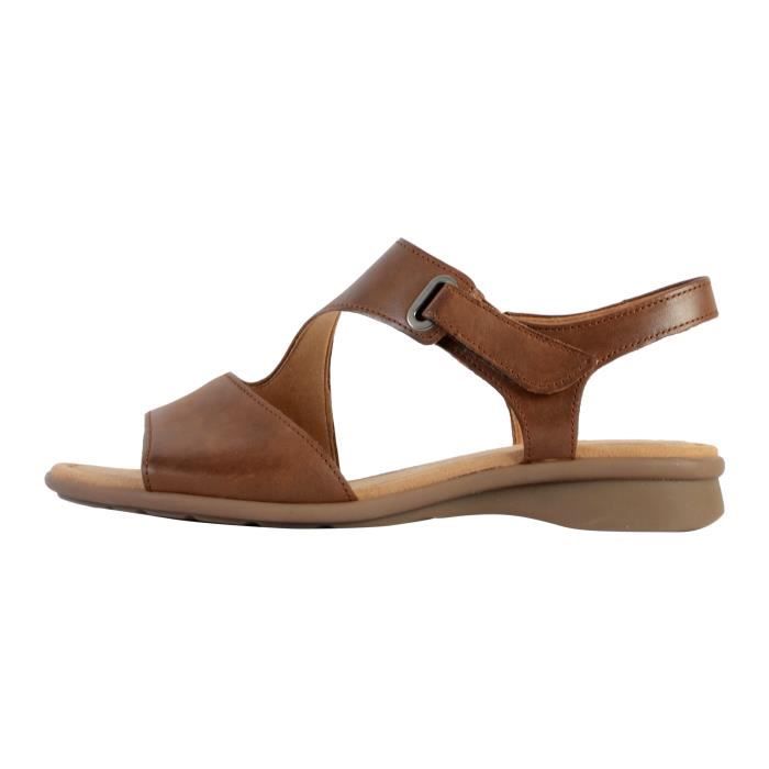 Sandales plates en cuir Gabor Soft Nubuck marron pour femme Talon plat Confort exceptionnel