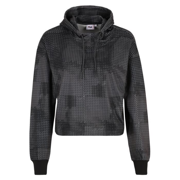 veste imperméable à capuche crop femme fila rives - black pills camo aop - xs