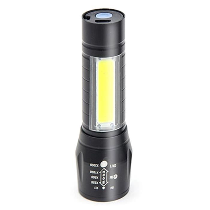 Qqmora COB LED Lampe de poche zoomable rechargeable par USB Mini lampe torche rechargeable rechargeable USB deco eclairage