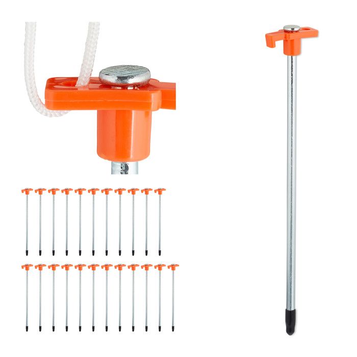 Lot De 18 Piquets De Fixation Relaxdays En Acier, 25 Cm, Pour Sols Durs Et Rocailleux, Couleur Orange