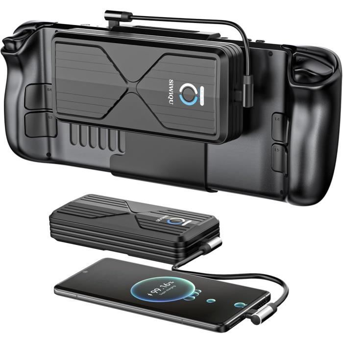 SIWIQU 20000mAh Power Bank per Steam Deck, 45W PD 3.0 Esterno Caricatore Portatile, batterie esterne compatibili con Switch/Samsung/iPad/Laptop con staffa posteriore staccabile e doppio cavo USB-C