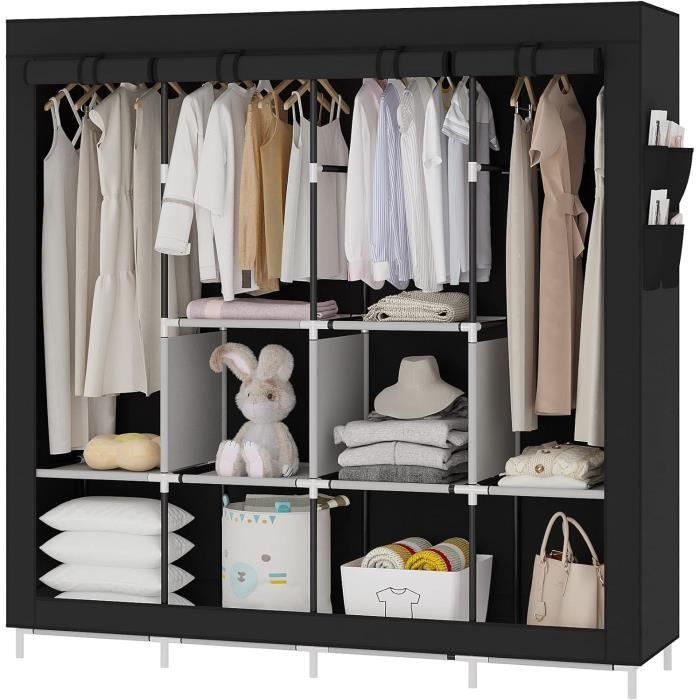Armoire De Rangement Garde-Robe Pliable Tirage Latéral à Carreaux