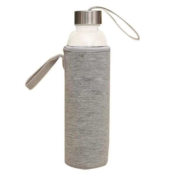Bouteille Deau De Sport En Verre Avec Filtre A The Infuser Sac De Protection 550ml Gris