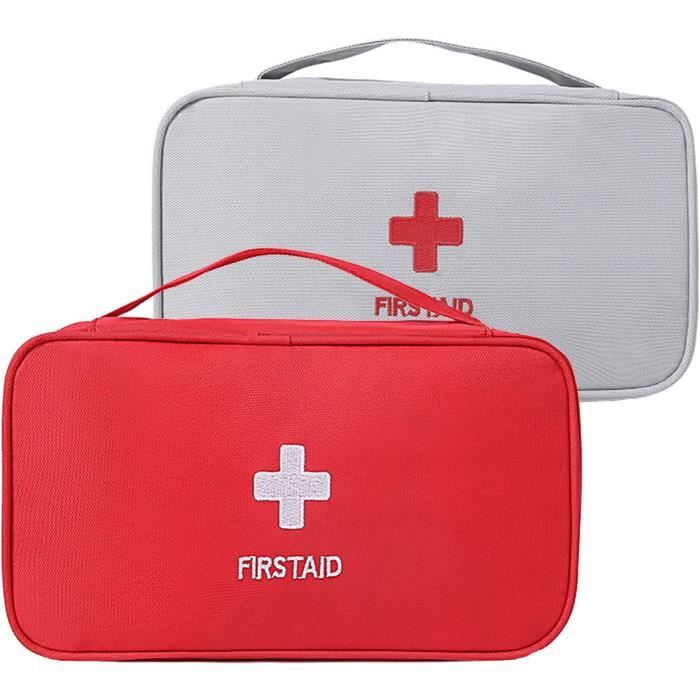 Trousse De Secours Vide 2 Pièces (gris) - Sac Pharmacie Portable Pour Maison, Voyage, Extérieur