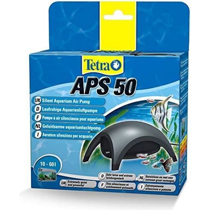 TETRA APS 50 - Pompe à Air pour Aquarium de 10 à 60L -Silencieuse avec triple système anti-bruit - Réglable Puissante et