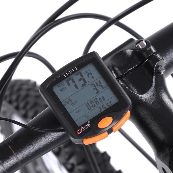 Cyclisme en plein air velo etanche compteur kilometrique ordinateur de velo multifonction equitation filaire SPR Cdiscount Sport