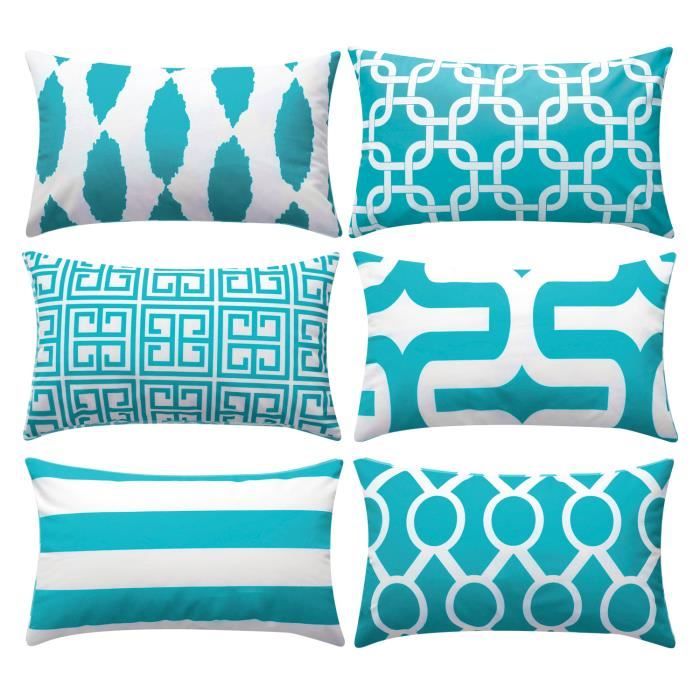 Coussin geometrique bleu clearance