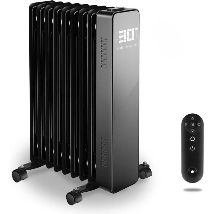 Radiateur Céramique à Tourelle BEPER 2000W – Télécommande, Effet Flamme LED, Minuterie 8h, Noir - 8