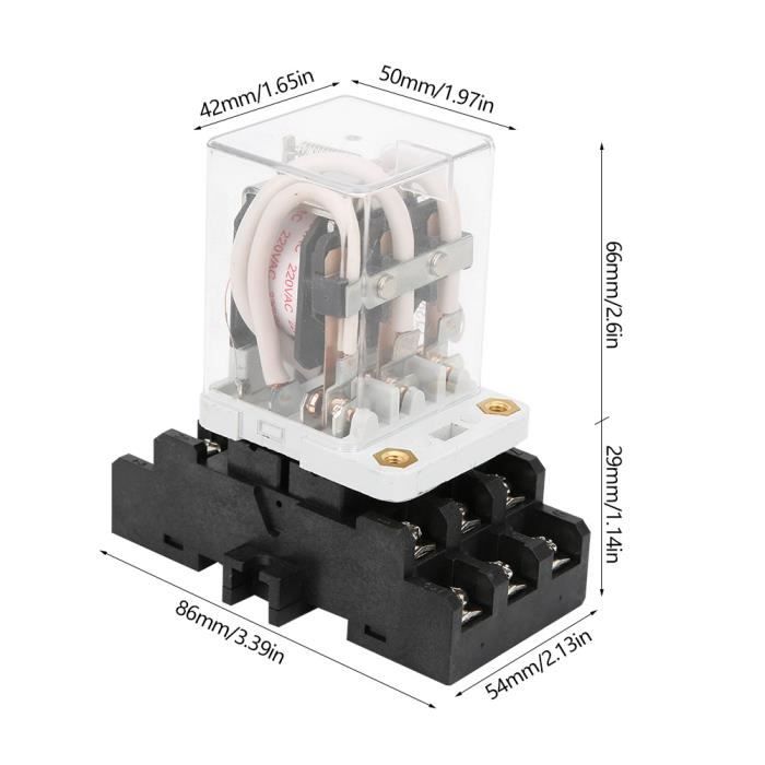 Relais Intermédiaire LY2N-J 24VDC (aussi 12V, 220V) – 8 Broches, 10A, Contacts Argent/cadmium, Certifié ROHS