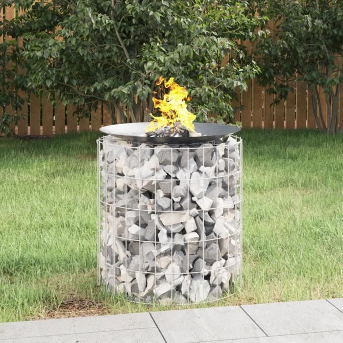 Foyer En Gabion Rond 100 Cm En Fer Galvanisé Pour Jardin - Idéal Pour Barbecue Et Déco Extérieure - Facile à Remplir De Pierres