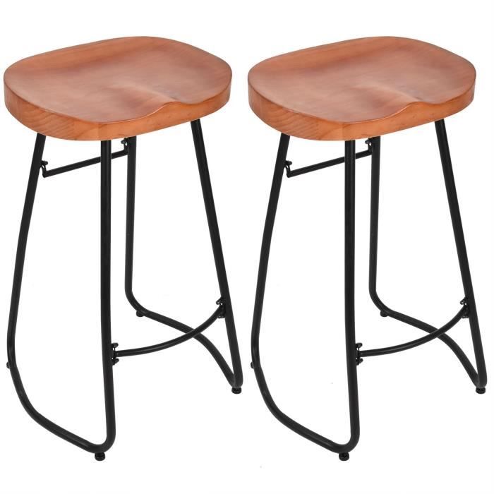 lot de 2 chaises de bar - tabourets hauts - 51x42x75cm - marron et noir tout neuf