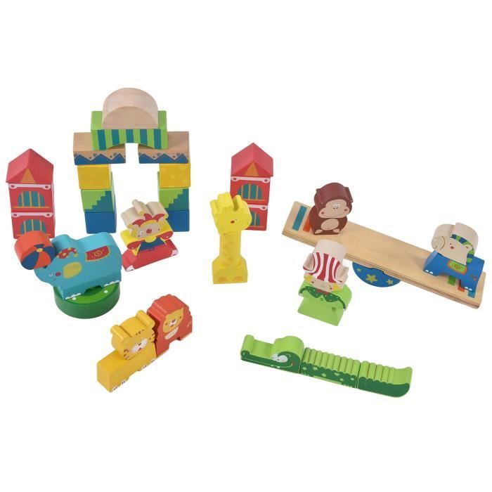Eichhorn Chariot De Marche En Bois – 35 Blocs Colorés, Roues Silencieuses, Dès 1 An, 39x25x44 Cm