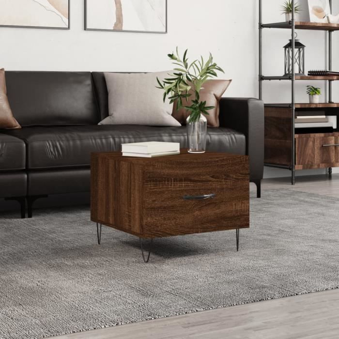 vidaXL Table basse Chêne marron 50x50x40 cm Bois dingénierie 829394