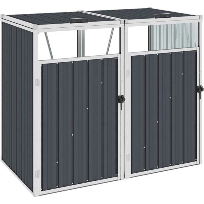 VidaXL Abri de poubelle double Anthracite 143x81x121 cm Acier