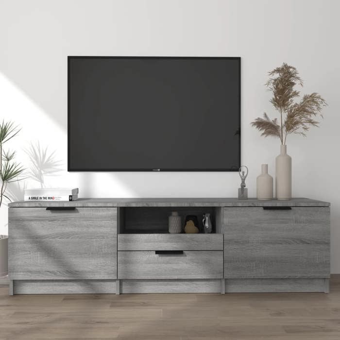 vidaXL Meuble TV Armoire Basse Centre de Divertissement Armoire Média Salon Salle de Séjour Intérieur Sonoma Gris 817112