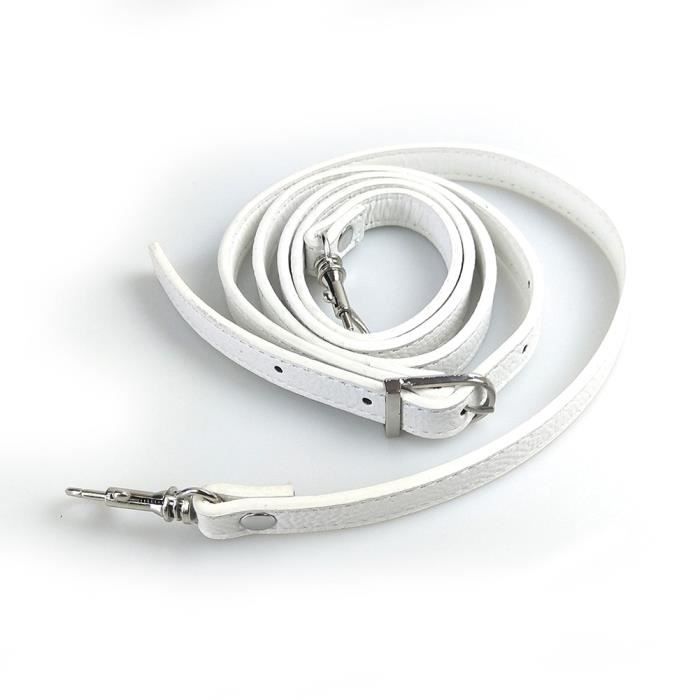 WHITE-silver -Sangle de sac ?� bandouli?�re en cuir, 120cm, accessoires de bricolage, couleur unie 