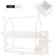Lit superposé cabane avec tiroirs et barrières de sécurité - Blanc - 2x90x200cm-1